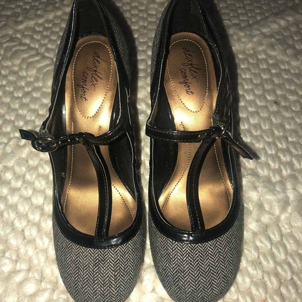 Black and Gray Mary Jane Heels